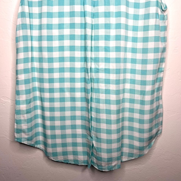 Cremieux Women's Button Down Plaid Summer Top, Teal and White, XS - Picture 6 of 9